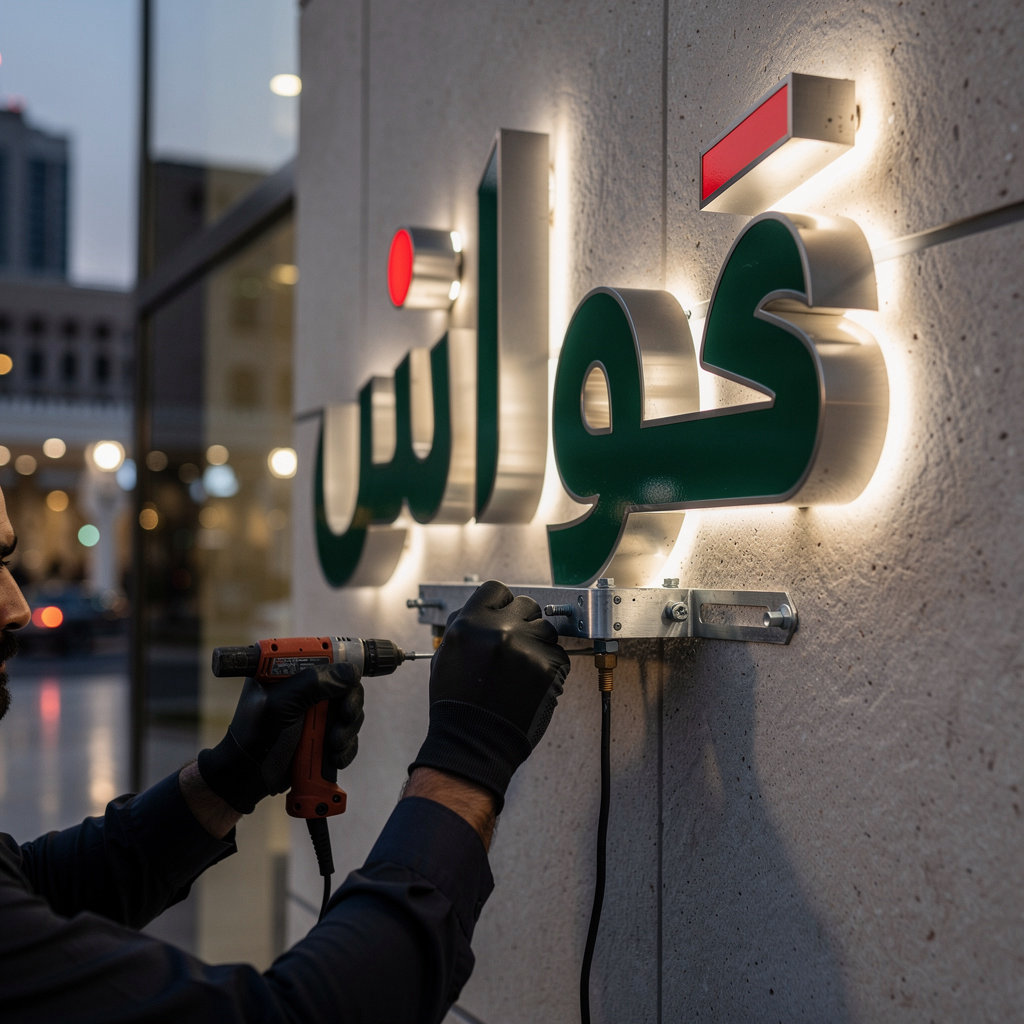 خطاط مكة المكرمة - مشروع حروف بارزة ولوحات محلات احترافية منفذة